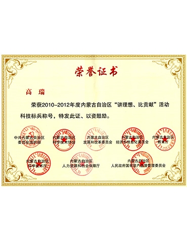 科技標兵榮譽(yù)證書(shū)
